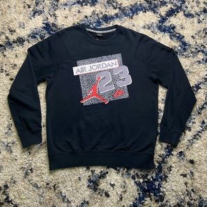 Men’s Large Nike Air Jordan Graphic Print Fleece Crewneck Sweatshirt Black